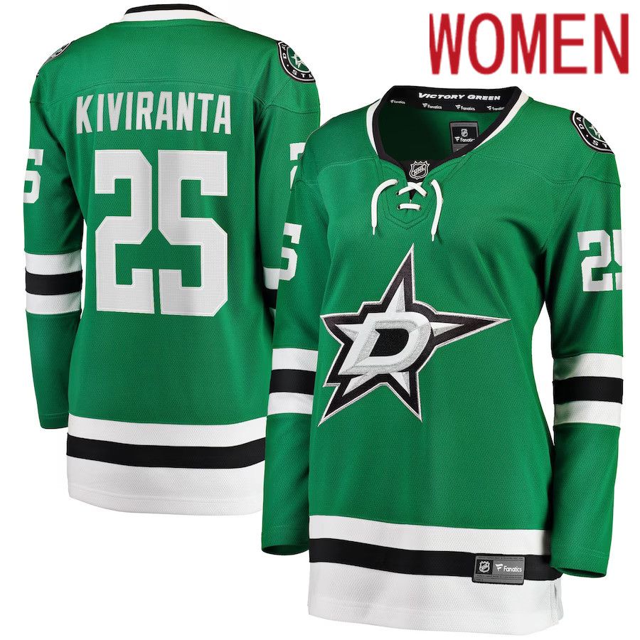 Women Dallas Stars 25 Joel Kiviranta Fanatics Branded Kelly Green Home Breakaway NHL Jersey